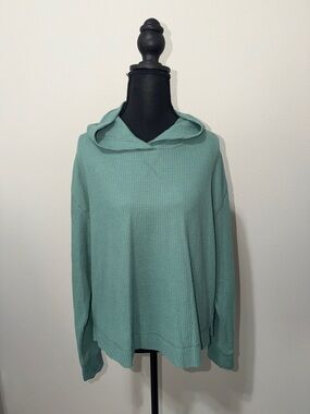 NWT Gap Body Light Teal Hooded Waffle Knit Sweatshirt - Women